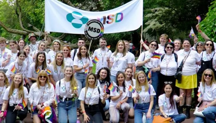 Group holding an MSD flag